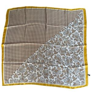 NWT Vanlinker women’s 27.5 inches silky headscarf yellow bird check paisley